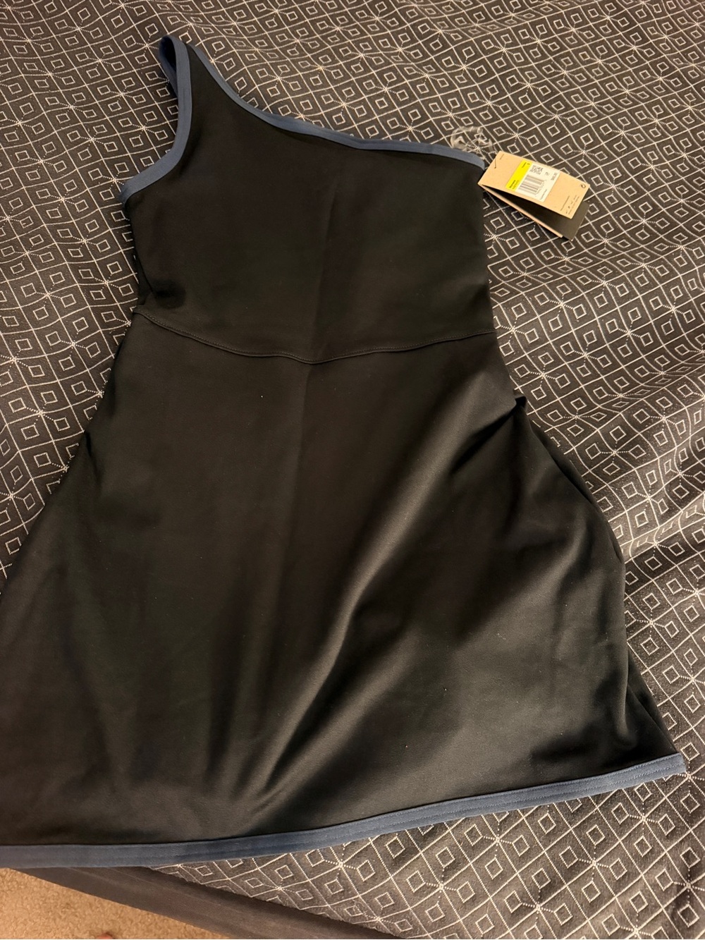 Nike One-Shoulder Black Dress with Blue Trim